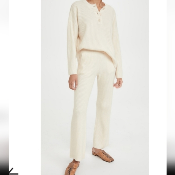 Club Monaco Wool & Cashmere Blend Ribbed Knit Oversized Henley Sweater - Picture 3 of 15